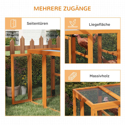 Hühnerstall für 1-3 Hühner, Holzrahmen, Stahldraht, erweiterbar