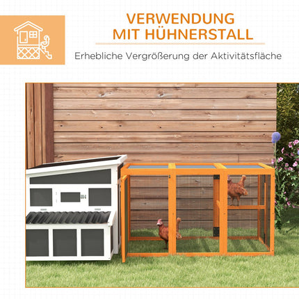 Hühnerstall für 1-3 Hühner, Holzrahmen, Stahldraht, erweiterbar