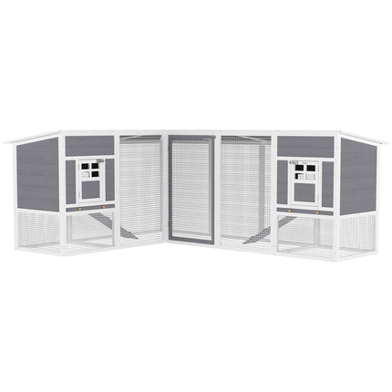 Chicken Coop with L-Shaped Design, Weatherproof Wood