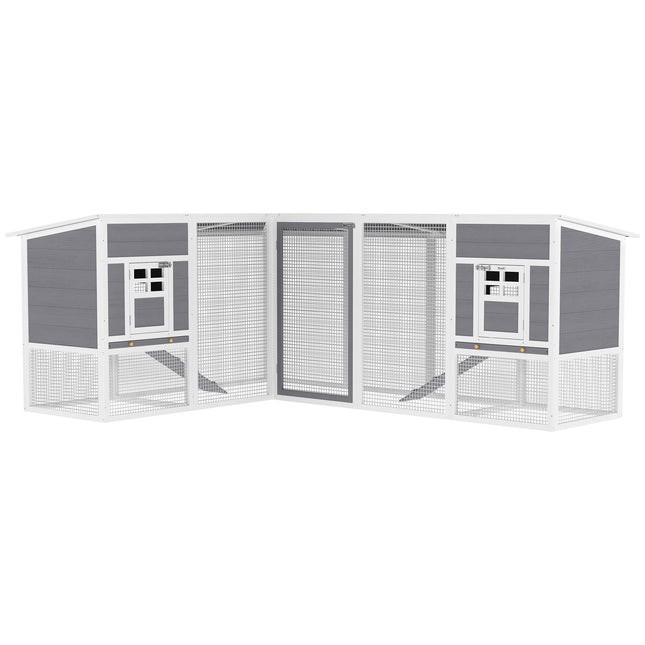 Chicken Coop with L-Shaped Design, Weatherproof Wood