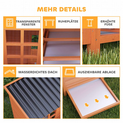 Chicken Coop with Nesting Box, Waterproof Roof, 4-6 Hens