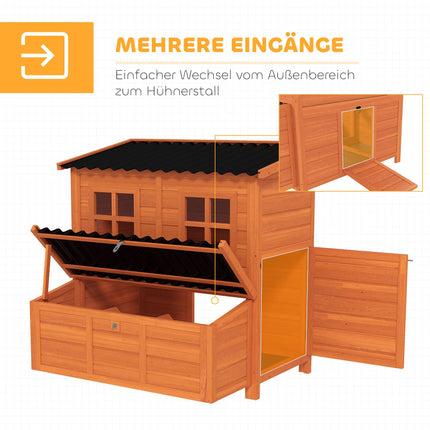 Chicken Coop with Nesting Box, Waterproof Roof, 4-6 Hens