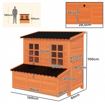 Chicken Coop with Nesting Box, Waterproof Roof, 4-6 Hens