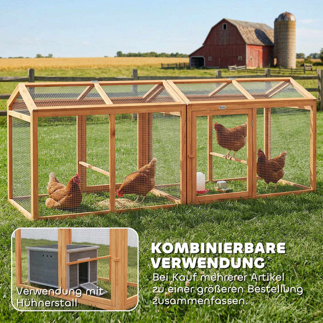 Hühnerstall mit Stange, Doppeltüren, Holz & Metall, 104x70,5x84 cm