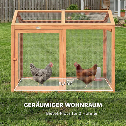 Hühnerstall mit Stange, Doppeltüren, Holz & Metall, 104x70,5x84 cm