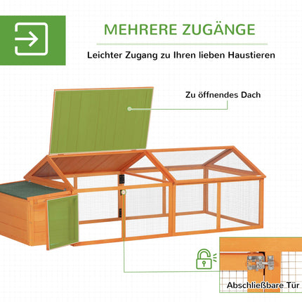 Chicken Coop with Run, 240 x 112.5 x 76 cm, Fir Wood