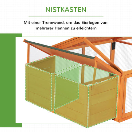 Chicken Coop with Run, 240 x 112.5 x 76 cm, Fir Wood