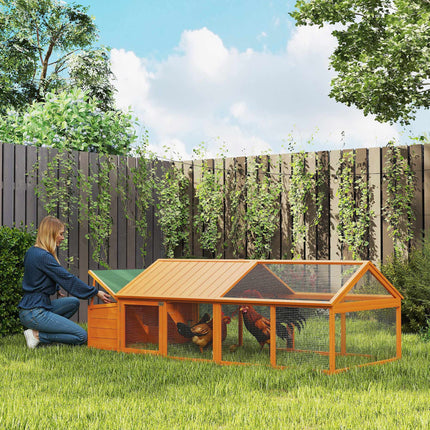 Chicken Coop with Run, 240 x 112.5 x 76 cm, Fir Wood