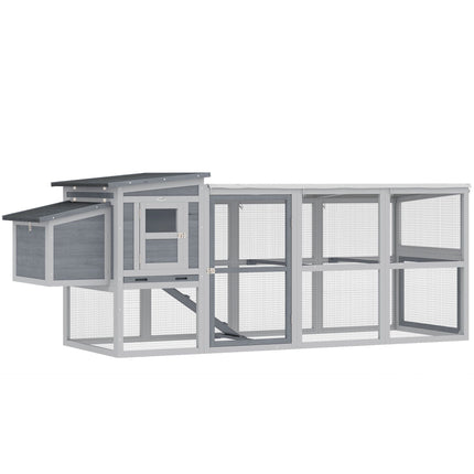 Chicken Coop with Run, Nesting Box, Asphalt Roof, 264x82x89cm