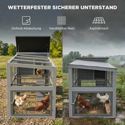 Chicken Coop with Run, Nesting Box, Asphalt Roof, 264x82x89cm