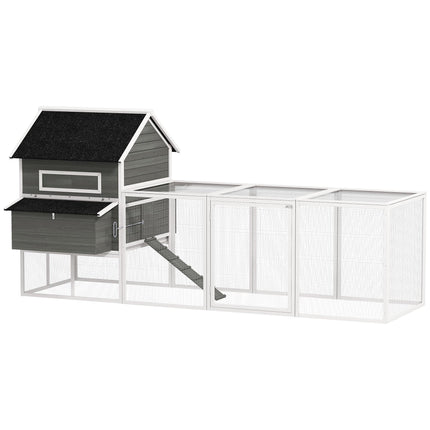 Chicken Coop with Run, Weatherproof, Gray Pine Wood