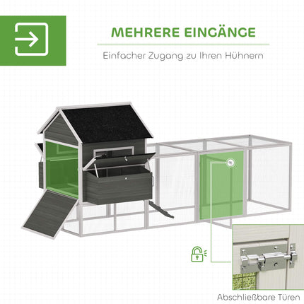 Chicken Coop with Run, Weatherproof, Gray Pine Wood
