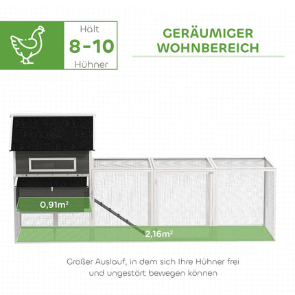 Chicken Coop with Run, Weatherproof, Gray Pine Wood
