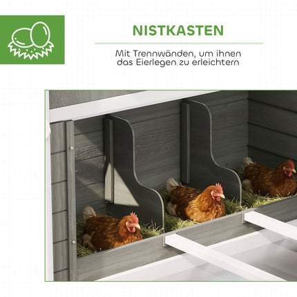 Chicken Coop with Run, Weatherproof, Gray Pine Wood