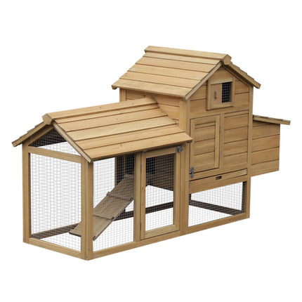 Hühnerstall mit Auslauf, Holz, 2 Ebenen, Nistkasten