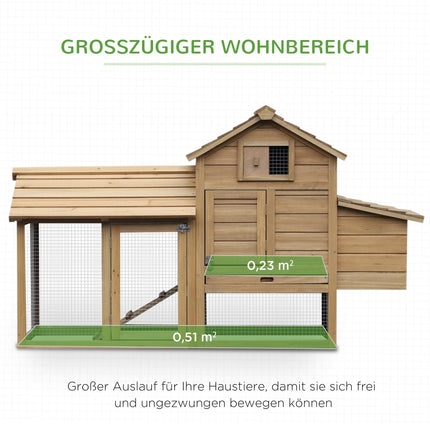 Hühnerstall mit Auslauf, Holz, 2 Ebenen, Nistkasten