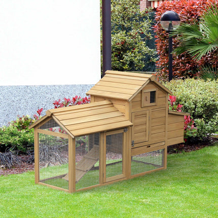 Hühnerstall mit Auslauf, Holz, 2 Ebenen, Nistkasten