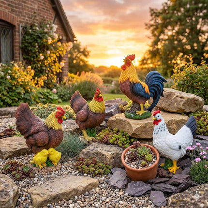 Chicken Garden Ornament, Polyresin, Various Colors