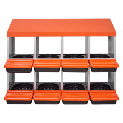 Chicken Nesting Box, 2-Tier 8-Compartment Metal Roll-Out