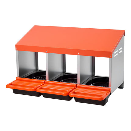 Chicken Nesting Box, 3-Compartment Roll-Out Egg Collector