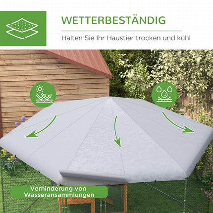 Hühnerstall aus Stahl mit Deckel, Tür, für 10-15 Hühner