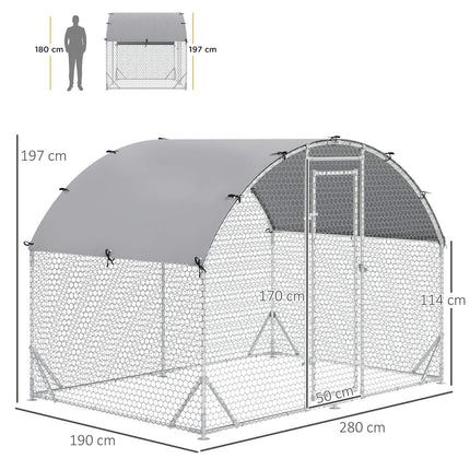 Steel chicken house with UV protection - 4-6 chickens, 280x190x197 cm