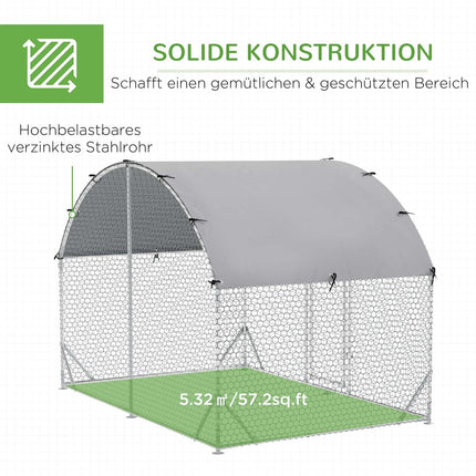 Steel chicken house with UV protection - 4-6 chickens, 280x190x197 cm