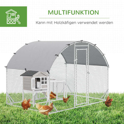 Steel chicken house with UV protection - 4-6 chickens, 280x190x197 cm