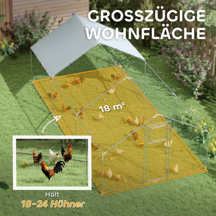 Chicken house in steel with UV protection, capacity 18-24