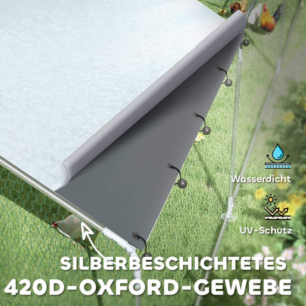 Large steel chicken house with UV protection and feeding door