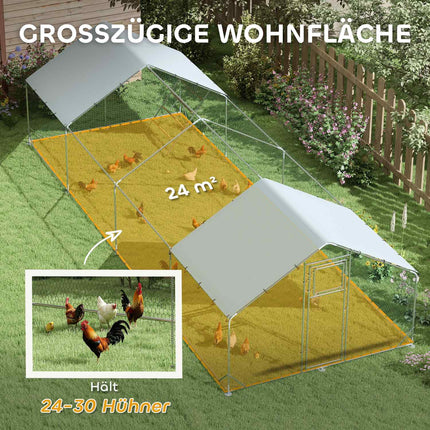Large steel chicken house with UV protection and feeding door