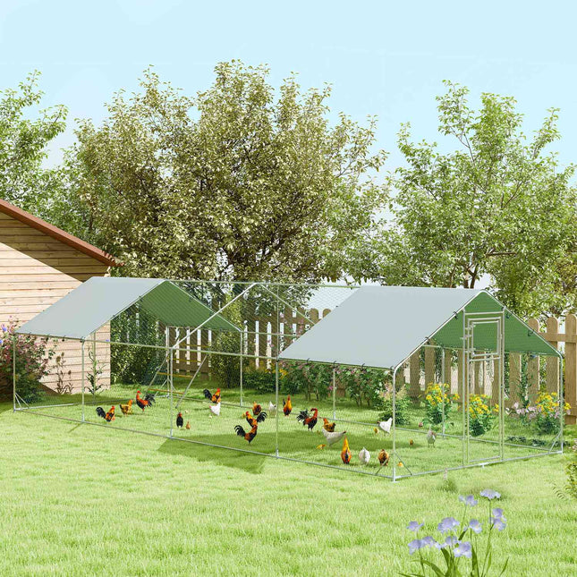 Large steel chicken house with UV protection and feeding door