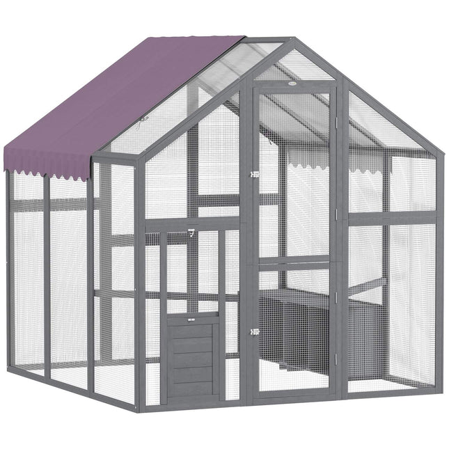 Large outdoor chicken house with waterproof roof, gray