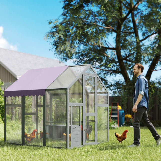 Large outdoor chicken house with waterproof roof, gray