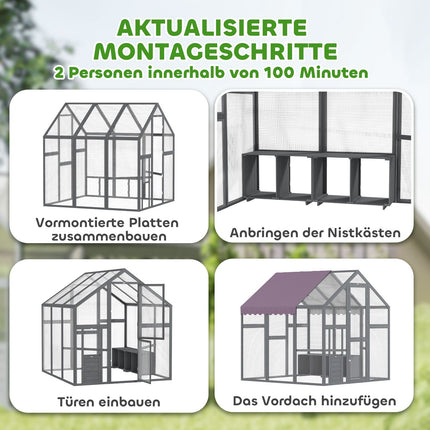 Large outdoor chicken house with waterproof roof, gray