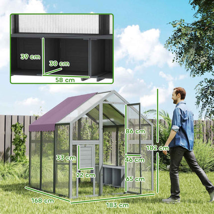 Large outdoor chicken house with waterproof roof, gray