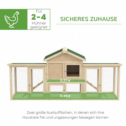 Hühnerstall mit Nistkasten & Außengehege, Tannenholz