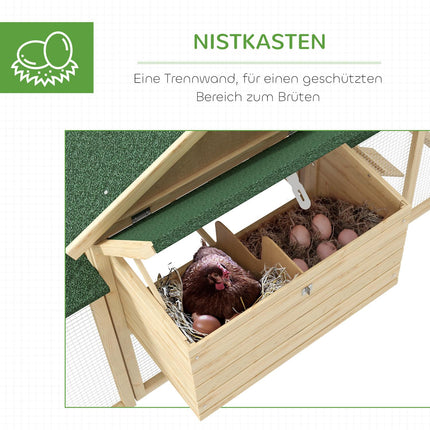 Hühnerstall mit Nistkasten & Außengehege, Tannenholz