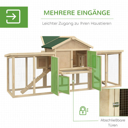 Hühnerstall mit Nistkasten & Außengehege, Tannenholz