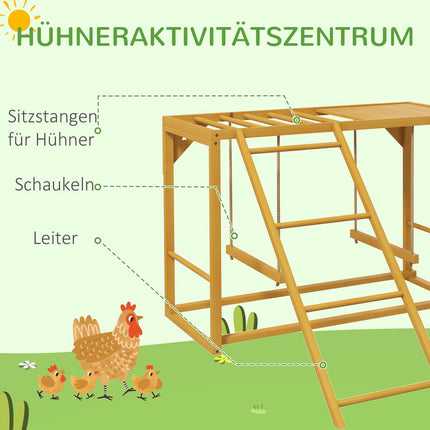 Wooden chicken playground with swings and ladder for 3-4 chickens