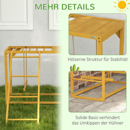 Wooden chicken playground with swings and ladder for 3-4 chickens