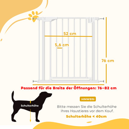 Kinderschutzgitter, ohne Bohren, selbstschließend, 76-82cm, Weiß