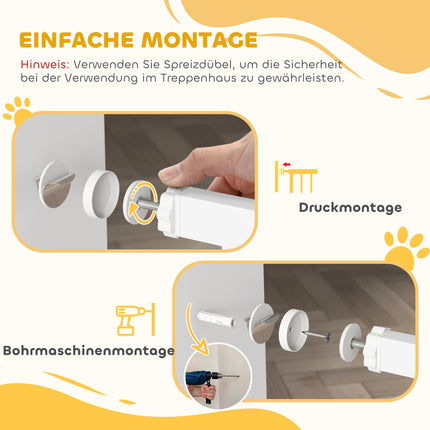 Kinderschutzgitter, ohne Bohren, selbstschließend, 76-82cm, Weiß