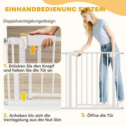 Kinderschutzgitter, ohne Bohren, selbstschließend, 76-82cm, Weiß