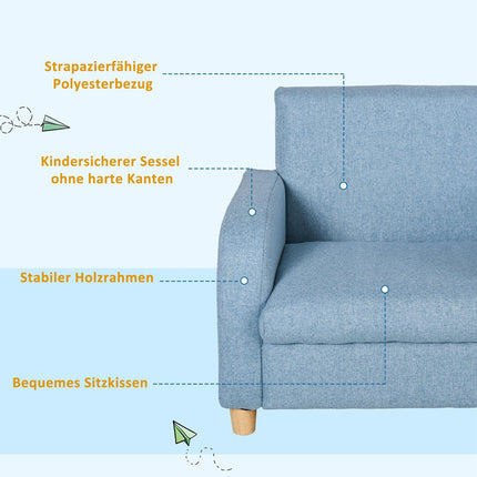 Blauer Kindersessel mit Kissen, rutschfeste Füße