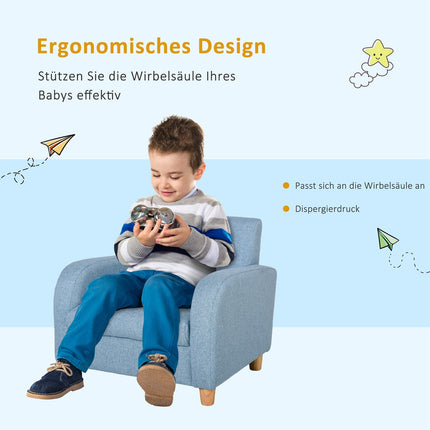 Blauer Kindersessel mit Kissen, rutschfeste Füße
