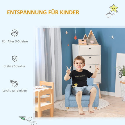 Blauer Kindersessel mit Kissen, rutschfeste Füße