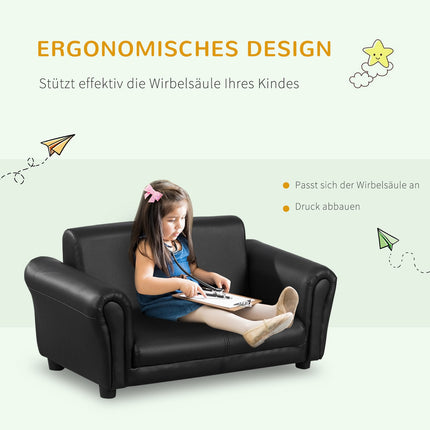 Dětské černé křeslo s podnožkou – pohodlné 83cm