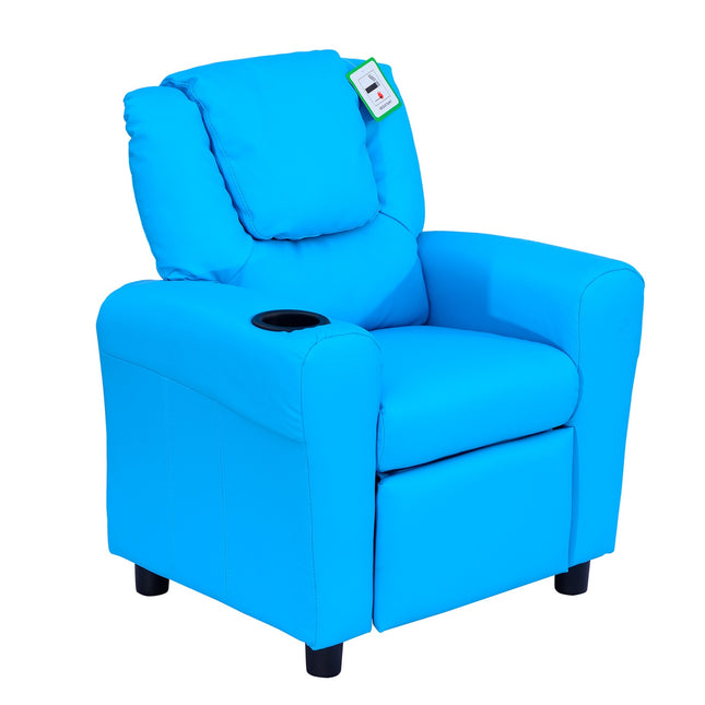 Kindersessel mit Becherhalter, blau - 62x52x69 cm
