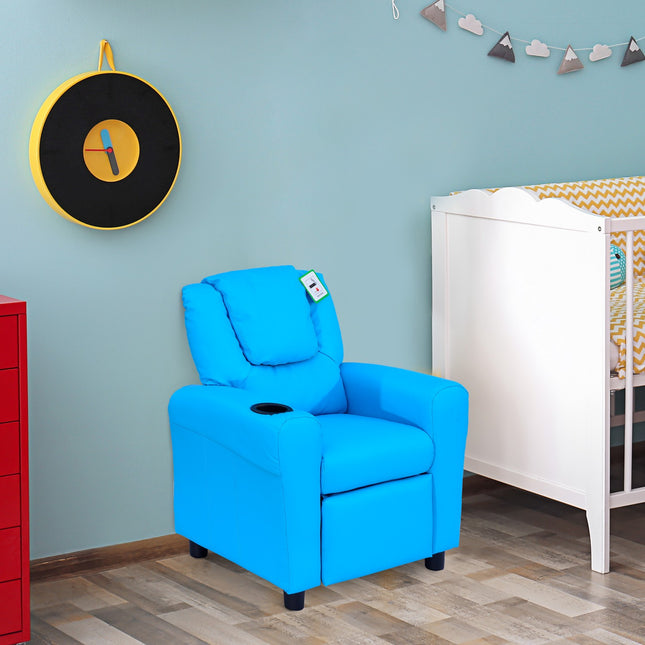 Kindersessel mit Becherhalter, blau - 62x52x69 cm
